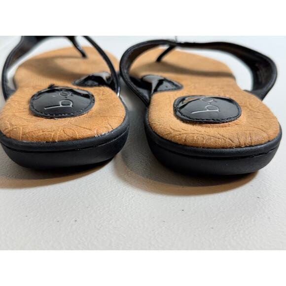 b. o .c. sandals black patent leather vegan flip flops padded insole comfy Sz 8 - Picture 5 of 8
